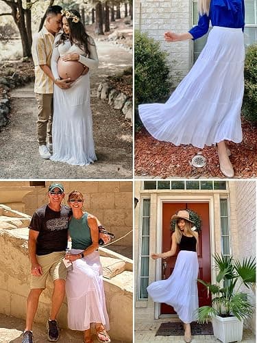 NASHALYLY Women's Chiffon Elastic High Waist Pleated A-Line Flared Maxi Skirts thumbnail 5
