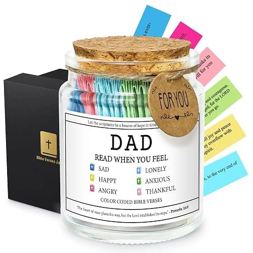 Father's Day Gifts for Dad from Daughter Son, Dad Birthday Gift for Daddy Papa Fathers Day Christian Gifts for Stepdad Step Father in Law Dads Birthday Present Bible Verse Jar - Image 1