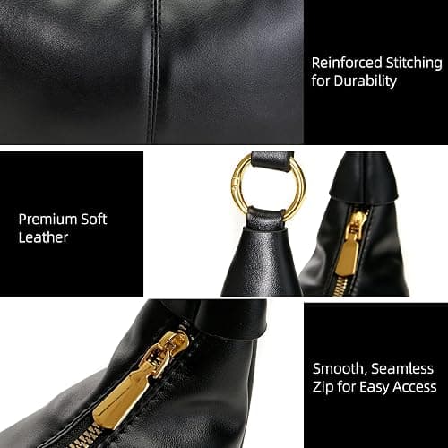 Shoulder Bags for Women Small Hobo Bags Crescent Shaped Cute Retro Tote Handbag Mini Clutch Purse with Zipper Closure thumbnail 5