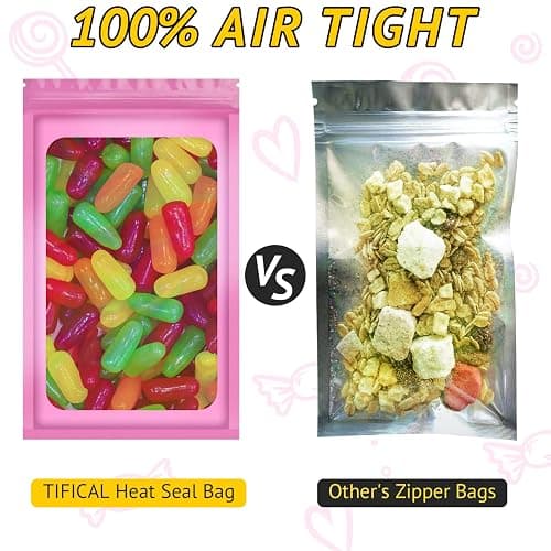 TIFICAL-Mylar-Bags, 100 PCS Holographic 2.4x3.9 Inch | Small Mylar Pouches, Resealable Bags for Small Business, Mini Pink Smell Proof Bag, Bracelet Pouch, Jewelry Sleeves, Sample Packs thumbnail 5