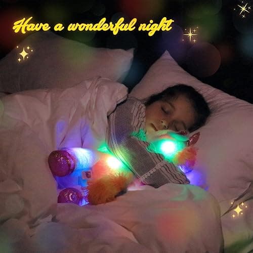 Easfan LED Unicorn Plush Light-up Stuffed Animal with Colorful Night Lights Glow in The Dark Birthday Festival for Kids Toddlers Girls Rainbow,10” thumbnail 4