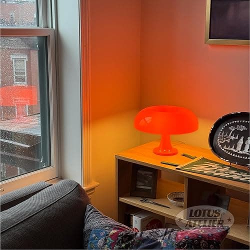 Lotus Atelier Orange Mushroom Lamp for Room Aesthetic Modern Lighting for Bedroom | Cool Retro Living Room Decor (Orange) thumbnail 6