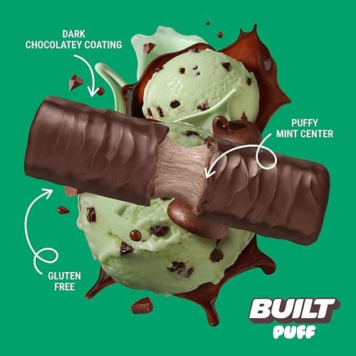 BUILT Bar Puff Protein Bars - Mint Chip - 17g Protein Snack Bars with Collagen - Calorie Conscious & Gluten Free - 12 Count thumbnail 3