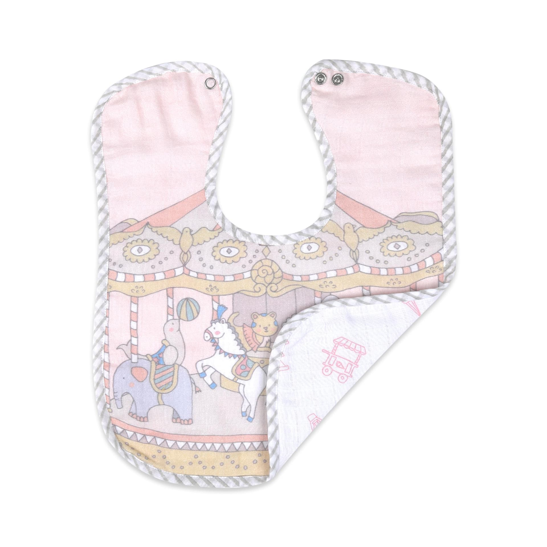 Masilo 100% Organic Ultrasoft Terry and Bamboo Classic Bib for Newborn Baby-Soft Large Classic Bib-Reusable Bib for Toddlers-Absorbent & Soft Bibs for Teething Babies,1 x Classic Bib - Carnival Pink thumbnail 4