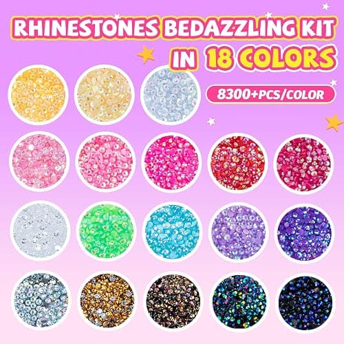 150000Pcs Rhinestones for Bedazzling, 18 Colors Resin Jelly Rhinestones Set | 3mm Multicolor Bedazzling Kit, Flatback Gems for Crafting, Diamond Art Kit with B7000 Jewelry Glue & Tools for Nail and DIY thumbnail 5