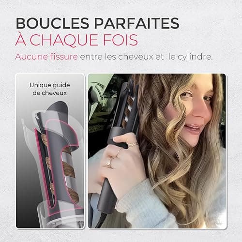 TYMO Boucleur a Cheveux Fer à Friser Automatique - CURLPRO Fer a Boucler Automatique Portable 25mm avec 3 Températures Réglables, Anti-brûlure, Boucleur Céramique Cheveux Court et Long, Gris Métal thumbnail 5