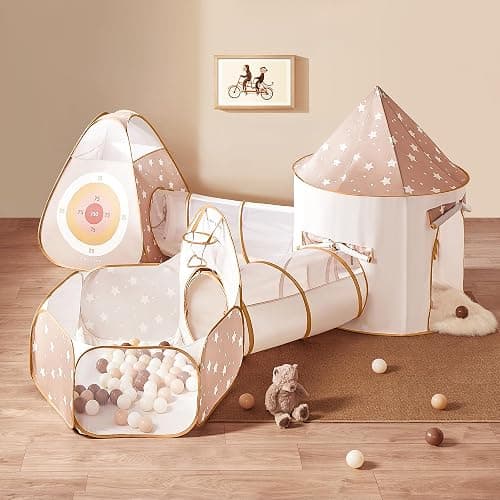 Tiny Land Play Tunnel and Ball Pit for Toddlers, 5pcs Indoor Playground - Foldable Pop Up Tents with Carry Bag, Outdoor Playhouse with Crawling Toys & Play Tent, Gift for Boys and Girls - Image 1