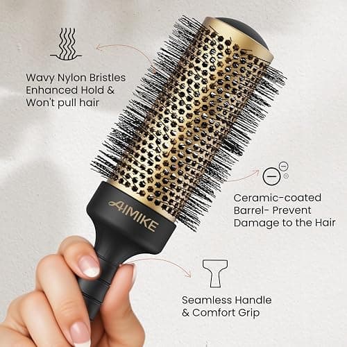 AIMIKE Round Brush for Blow Out, Medium Round Hair Brush with Nano Thermal Ceramic Tech, Quick Blow Drying & Styling, Volumizing Blowout Brushes for Women Medium Hair, 1.7 in Barrel (Not-electric) thumbnail 5
