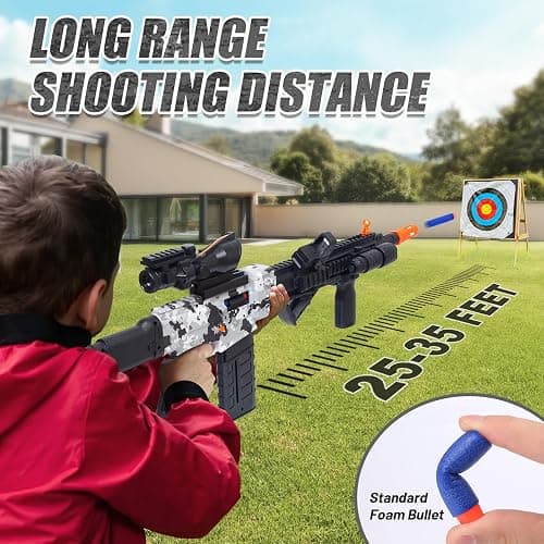 Realistic Sniper Rifle Toy Guns for Nerf Guns Bullets, Electric Foam Blaster Toy Set with Scope, 120 Soft Darts and 3 Magazines, Kids Semi Automatic Machine Toy Gun for Boys 8-12 Old thumbnail 4