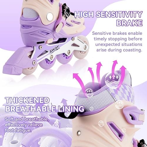 SWAY Inline Skates 4 Size Adjustable for Girls and Boys, All Wheels Light Up, Outdoor Inline Skates for Kids and Youths Age 4-16, Lightweight & Comfortable for Beginner thumbnail 5