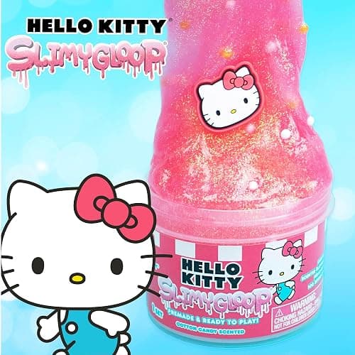 Hello Kitty SLIMYGLOOP Jar, 8 oz Red & White Cotton Candy Scented Slime, Includes Beads & Hello Kitty Charm thumbnail 4