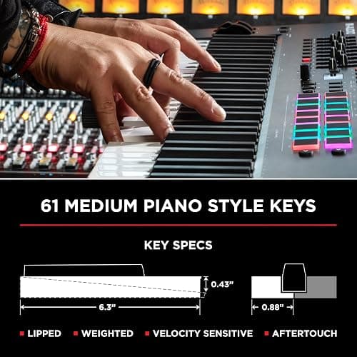 M-AUDIO Oxygen Pro 61 Key USB MIDI Keyboard Controller With Beat Pads, MIDI-assignable Knobs, Buttons and Faders, and Native Instruments Sound Package (NKS Integration) thumbnail 4