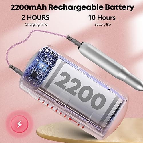 Droyek Electric Nail Drill Portable Nail Drill Professional 30000 RPM 13 Salon Quality Drill bits 50 Sanding Bands Portable & Low Noise for Acrylic Nails Gel Polishing Removing Bits Kit for Home Use thumbnail 6
