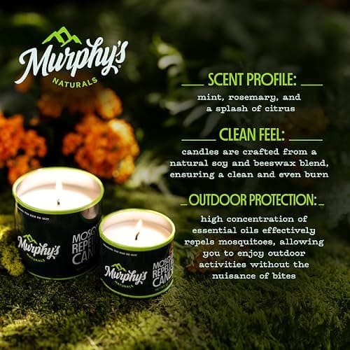 Murphy's Naturals Mosquito Bug Repellent Candles for Outdoor Patio, Citronella & Essential Oils, Soy/Beeswax Blend, 30-Hour Burn Time, 9 Ounce, 2-Pack thumbnail 2