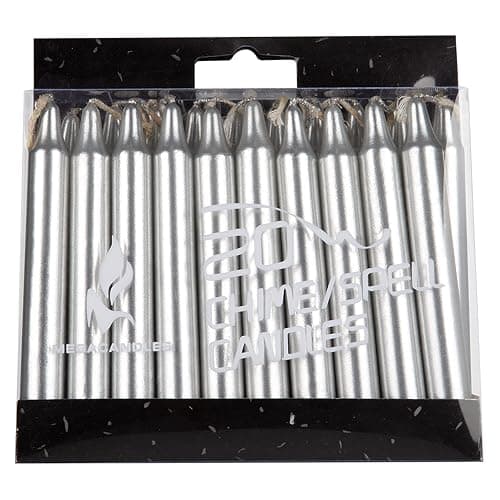 Mega Candles 20 pcs Unscented Silver Exquisite Mini Taper Spell Candles, 4 Inch Tall x 1/2 Inch Diameter, Magic Chimes, Enchantment, Casting Rituals, Witchcraft, Wiccan, Altar, Metaphysical thumbnail 3