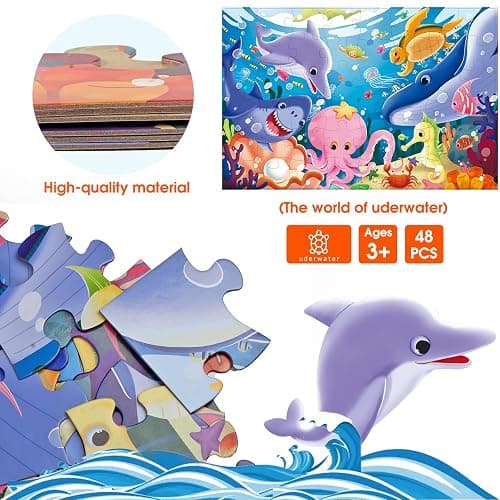 Jumbo Floor Puzzle for Kids Underwater Jigsaw Large Puzzles 48 Piece for Toddler Children Learning Preschool Educational Intellectual Development Toys 3-5 4-8 Years Old Gift for Boys and Girls thumbnail 4