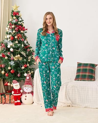 HMPEAIIY Women Y2k Monkey Pajamas Set Button Down Sleepwear Loungewear Pjs for Jammies Party Christmas Thanksgiving Gift thumbnail 3