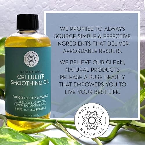 Pure Body Naturals Anti Cellulite Massage Oil, 8 fl oz | 100% Natural Cellulite Remover for Legs and Thighs | Chemical Free Firming Body Massage Oil for Women, Tightens Skin and Reduces Stretch Marks thumbnail 8