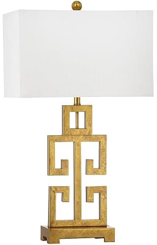 SAFAVIEH Lighting Collection Greek Key Farmhouse Glam Antique Gold 29-inch Bedroom Living Room Home Office Desk Nightstand Table Lamp (LED Bulbs Included) thumbnail 3