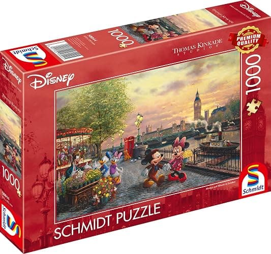 Schmidt Spiele 58044 Thomas Kinkade, Disney, Topolino e Minnie di Londra, Puzzle da 1000 Pezzi thumbnail 3