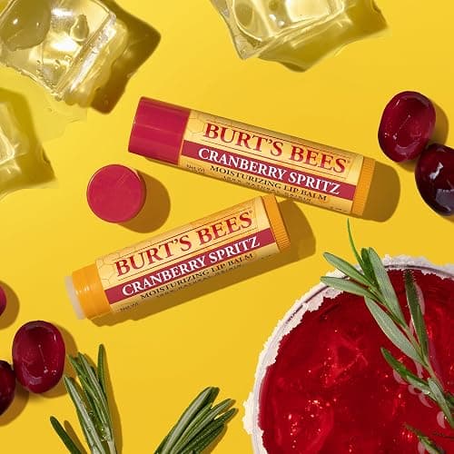Burt’s Bees Lip Balm Gift Set, Cranberry Spritz, Salted Caramel, Sugar Cookie Lip Balm Multipack, 100 Percent Natural Origin, 3x4.25g thumbnail 4