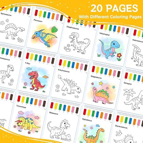 SOCOLER Paint with Water Coloring Books for Toddlers,Mess Free Watercolor Painting Papers for Kids Water Color Paint Kit Art Craft Birthday Gift for Ages 1-3,4-8(Dinosaurs) thumbnail 4
