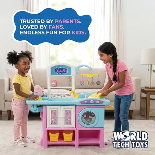 World Tech Toys Peppa Pig Baby Evie Playset – 8" Plush, Pink Nursery Station, High Chair, Play Washing Machine - Role-Play Playset - Ages 3+ thumbnail 7