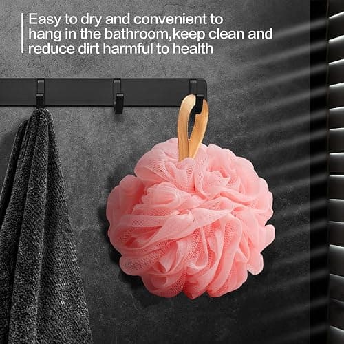 Fishent Loofah Bath Sponge Shower Loofahs, Pack of 4 Pink Soft Loofa Exfoliating Body Scrubber Mesh Shower Puff Pouf Ball Luffa for Women(50g/pcs) thumbnail 4