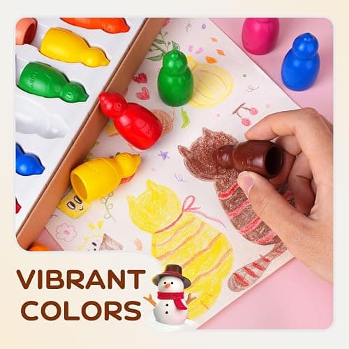 Stackable Snowman Toddler Crayons, 8 Colors Crayons for Kids, Easy Grip Jumbo Crayon Toy, No-Toxic Art Supplies for Kids age 1-6 thumbnail 3
