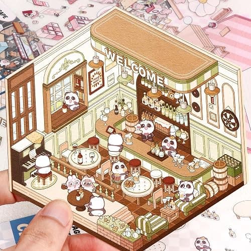 DIY 3D House Stickers Scene, 28 Set Fun DIY Sticker Therapy,Make Your Own Cute 3D Miniature Stickers Scene Sticker for Adult Kids for Relief Stress Pass The Time thumbnail 5