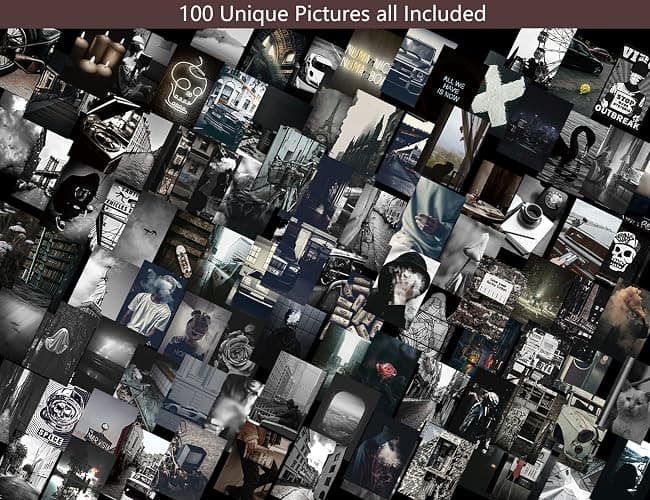 Photo Collage Kit Gloomy for Wall, 100 Pictures Black and White Aesthetic Posters for Wall Decor | Dark Academia Retro Decor for Bar thumbnail 6