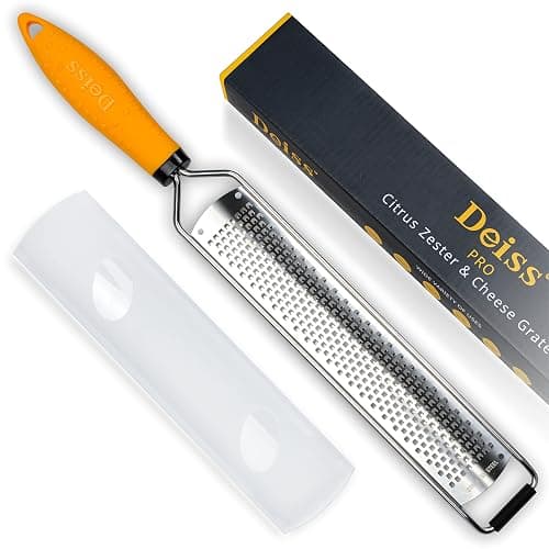 Deiss PRO Lemon Zester & Heavy Duty Cheese Grater & Vegetable Grater - Parmesan Cheese Lemon, Garlic, Nutmeg, Chocolate, Fruits, Vegetables, Ginger Grater - Cheese Shredder & Stainless Steel Grater - Image 1