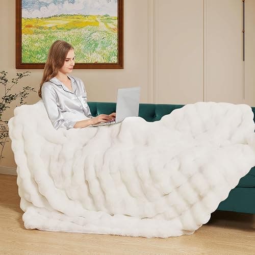 ORINOVA Light Beige Cozy Faux Fur Throw Blanket for Living Room Bedroom 50x60 Thick Ultra Soft Aesthetic Fuzzy Throw Blanket Fluffy Furry Bed Comforter Home Decor 860 GSM thumbnail 8