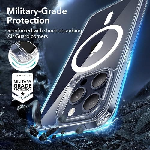ESR for iPhone 15 Pro Case, Compatible with MagSafe, Military-Grade Protection, Yellowing Resistant, Scratch-Resistant Back, Magnetic Phone Case for iPhone 15 Pro, Classic Series, Clear thumbnail 5