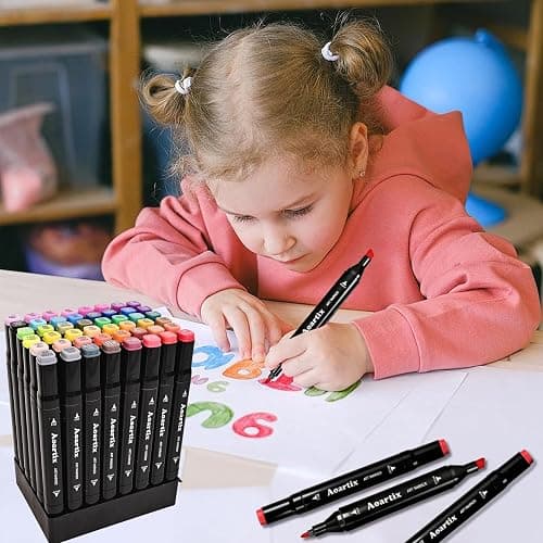 Aoartix Alcohol Based Markers, 100 Colors Art Drawing Permanent Marker Set for Kids Adult Coloring Supplies, Dual Tips Fine & Chisel Coloring Marker for Artist Illustration Sketch Books thumbnail 2