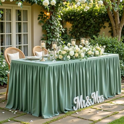 Wish Care 2 Pack Sage Green Rectangle Table Clothes for 6 Foot Tables, Polyester Fitted Tablecloths 6t Stretch Table Cover for Wedding, Birthday, Parties, Trade Show, Craft Show thumbnail 4
