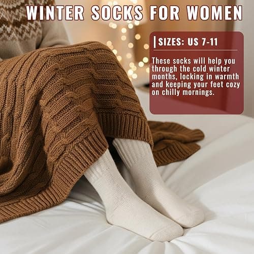 VoJoPi Thermal Crew Boot Socks for Women, 3 Pairs Thick Cushion Warm Winter Socks, Gift for Ladies Size 7-11 thumbnail 3