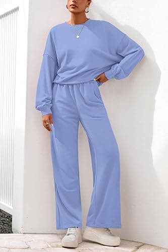 PRETTYGARDEN Women 2 Piece Outfits 2025 Fall Sweatsuits Crewneck Sweatshirt Wide Leg Sweatpants Lounge Sets Tracksuit thumbnail 6
