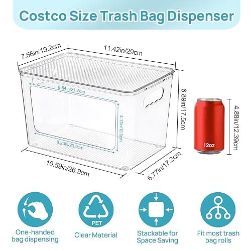 Vtopmart 2 Pack Clear Trash Bag Holder, Stackable Garbage Bag Dispenser | Trash Bag Organizer for 13/30/33 Gallon Bags, Clear Organizer Bins for Under Kitchen Sink, Laundry Room Organization thumbnail 2