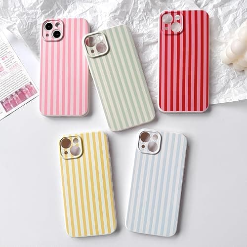 Lovmooful Compatible for iPhone 14 Case Cute Color Striped with Aesthetics Design for Girls Women Soft TPU Shockproof More Protective Girly for iPhone 14 Case-Blue thumbnail 6