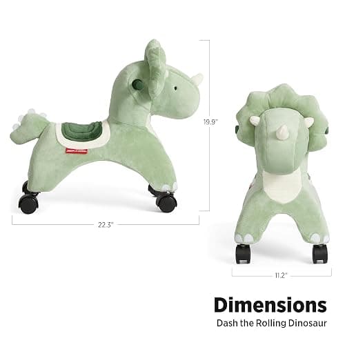 Radio Flyer Dash The Rolling Dinosaur Ride On, Ages 1-3, EZ-Glide 360-degree Wheels, Easy Grip Handles, Soft Plush Face, Ideal for Active and Imaginative Play, Toddler Ride On Toys thumbnail 2