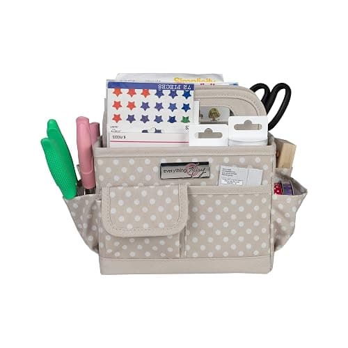 Everything Mary Desktop Tote Organizer – Tan Dot Craft Caddy – Portable Bag for Sewing, Scrapbooking, Art Supplies, DIY Projects & Creative Tool Organization thumbnail 8