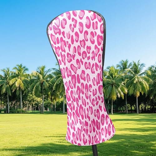 Golf Club Covers Pink Checkered Driver Headcover, Leather Golf Club Head Covers for Driver Fairway Woods Waterproof Golf Headcovers with Anti-Scratch Lining for Men Women thumbnail 3