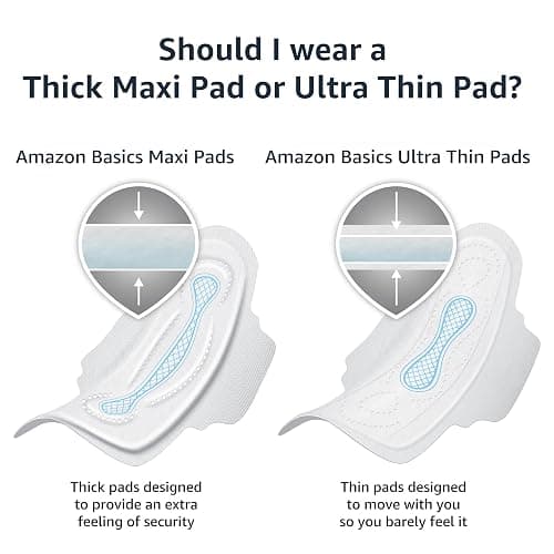 Amazon Basics Regular Absorbency Feminine Pads for Women, Ultra Thin with Flexi-Wings, Unscented, Size 1, 8-Hour Protection, Leak Prevention, 36 Count thumbnail 5