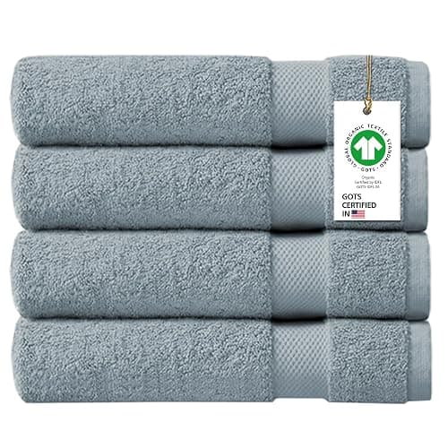 Delara 100% Organic Cotton Towels 650 GSM Plush Feather Touch Quick Dry Bath Towel, Pack of 4 GOTS Certified, Oeko-Tex Green Certified, Organic Cotton Bath Towel, 30"X58" - Image 1