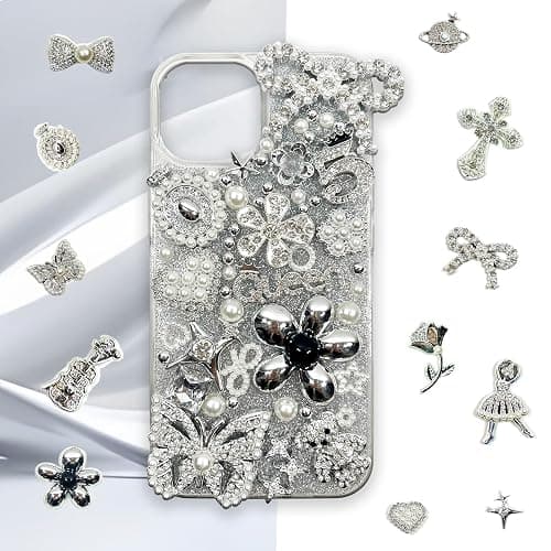Sutesloly Junk Case Charms Kit, Pink y2k Glitter Phone Case Charm with Storage Box, Kawaii DIY Accessories for Bags, Shoes, Crafts,Cute Bow,Resin Flat Bottomed Drill,Star Letters,Butterfly thumbnail 5