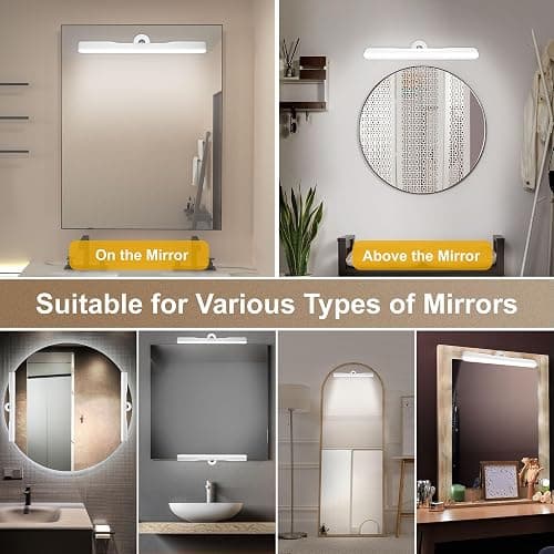 Benreom 2 Pack Wireless Vanity Lights for Mirror, Rechargeable Battery Operated Makeup Light, Adjustable Color Brightness & Angle Light Bar, Magnetic Stick on LED Lighting Bathroom Decor Accessories thumbnail 6