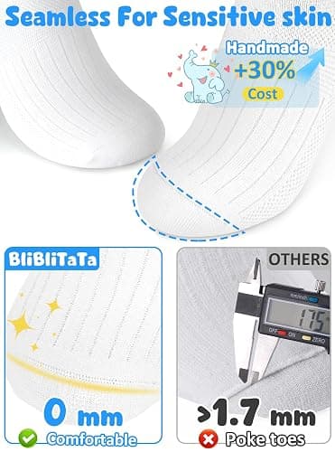 BliBliTaTa Boys Girls Kids Socks Crew Socks 5 Pack for 2-4,4-6,6-8,8-10,10-12,12-14 Years Old White Black Grey Blue Pink thumbnail 4