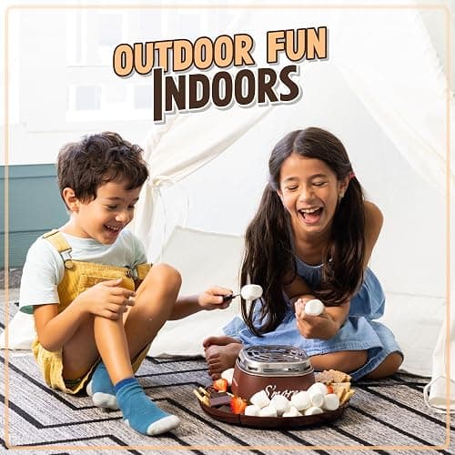 Nostalgia Tabletop Indoor Electric S'mores Maker - Smores Kit With Marshmallow Roasting Sticks and 4 Trays for Graham Crackers, Chocolate, and Marshmallows - Movie Night Supplies - Brown thumbnail 6