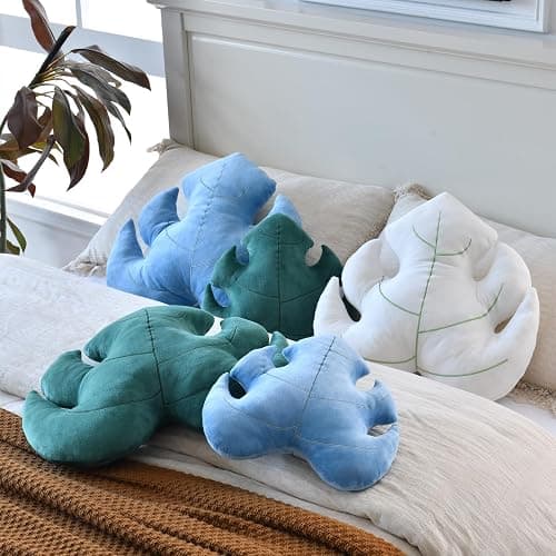 Leaf Pillow, Cute Decorative Throw Plant Pillow Aesthetic Decor Nature Pillow for Bed Couch, Leaves Shaped Pillow Perfect for Bedroom Living Room (Dark Green, 15 Inches) thumbnail 6